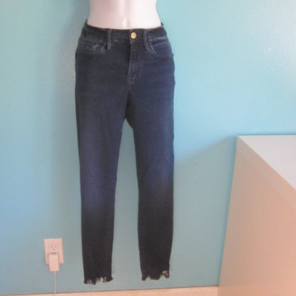 Frame Denim 28 Le Skinny De Jeanne Classic Mid Rise Skinny Frayed Tapered Hem